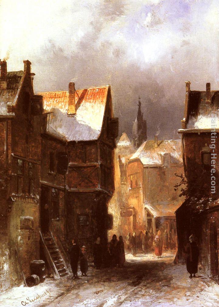 Charles Henri Joseph Leickert A Dutch Town in Winter